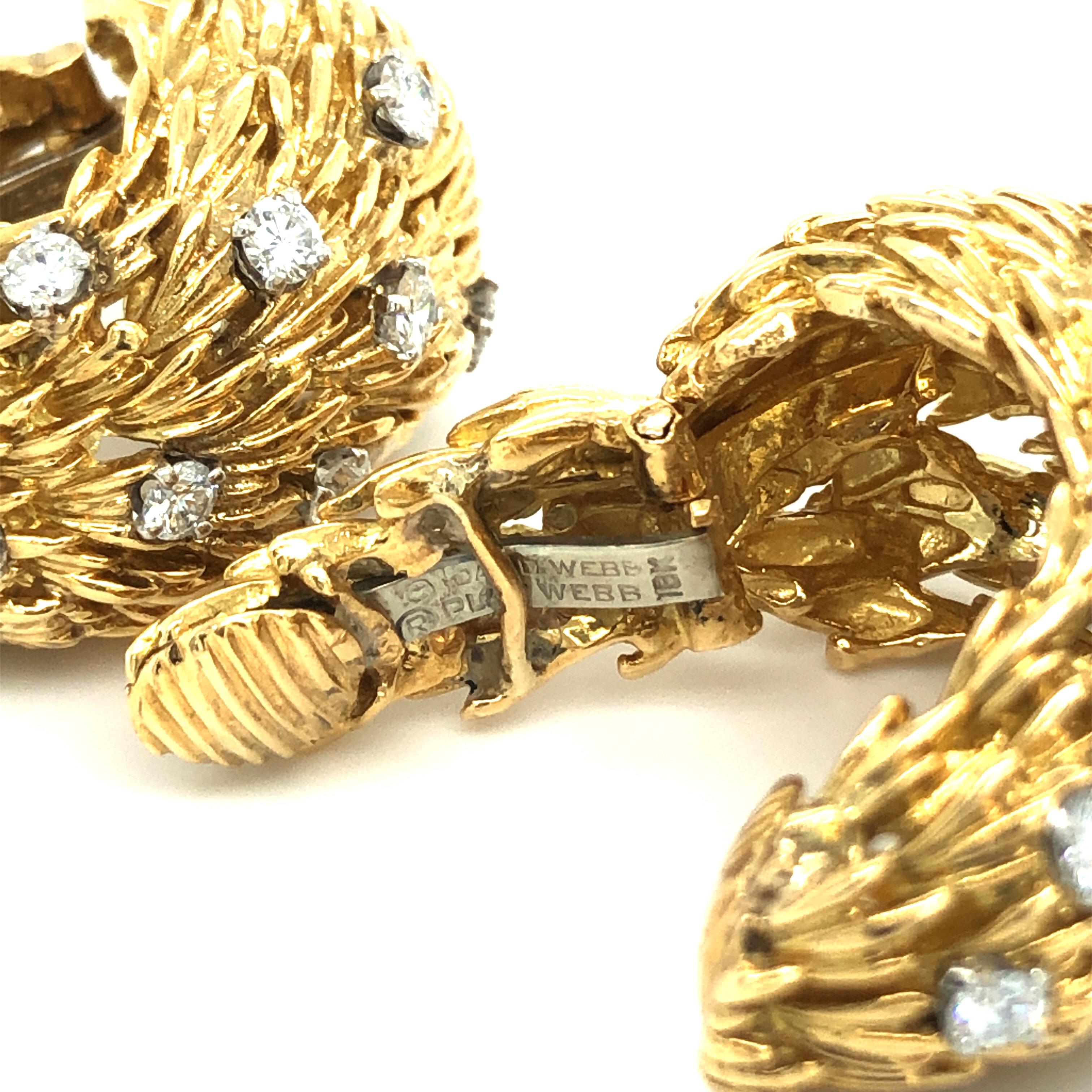 David Webb 18 Karat Yellow Gold Diamond Vintage Half Hoop Clip-On Earrings In Good Condition In Zurich, CH