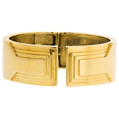 David Webb 18 Karat Yellow Gold Geometric Cuff Bracelet