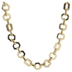 David Webb 18 Karat Yellow Gold Hexagon Link Chain Necklace