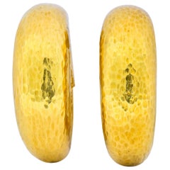 David Webb 18 Karat Yellow Gold Hoop Ear-Clip Earrings