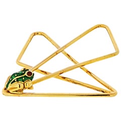 David Webb 18 Karat Yellow Gold Money Clip with a Little Frog Jewelry
