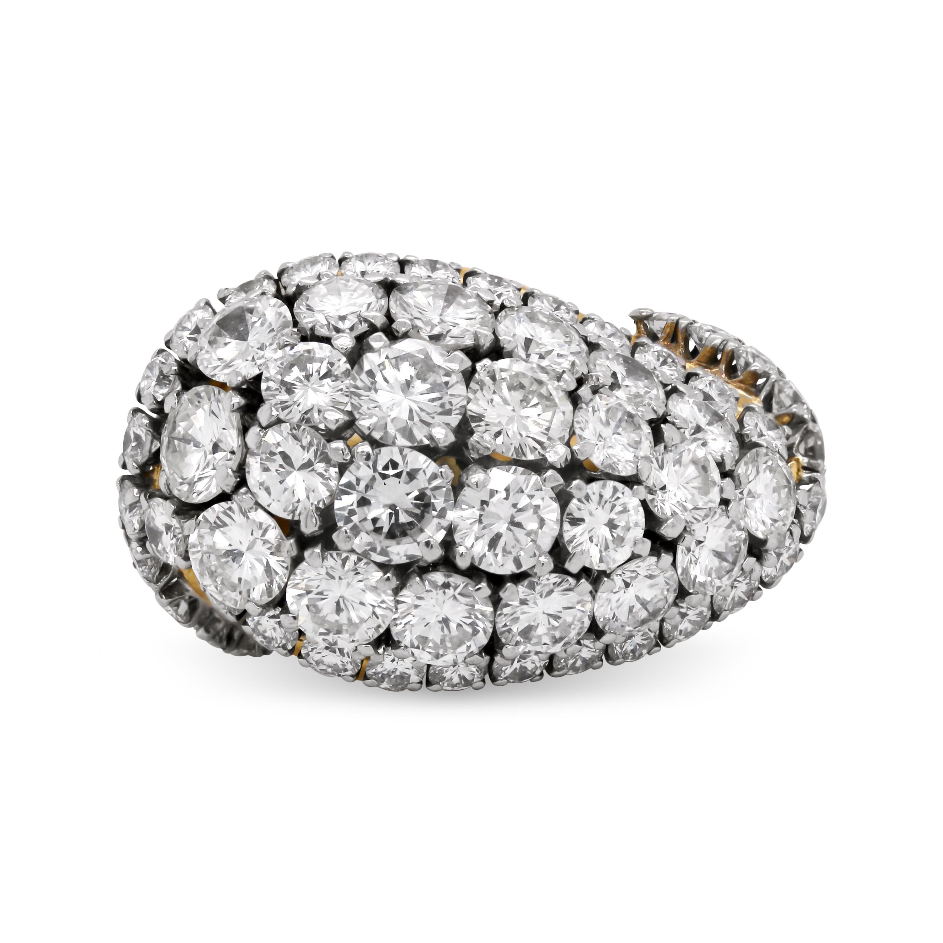 18 Karat Gelbgold Platin Diamantring von David Webb (Moderne)