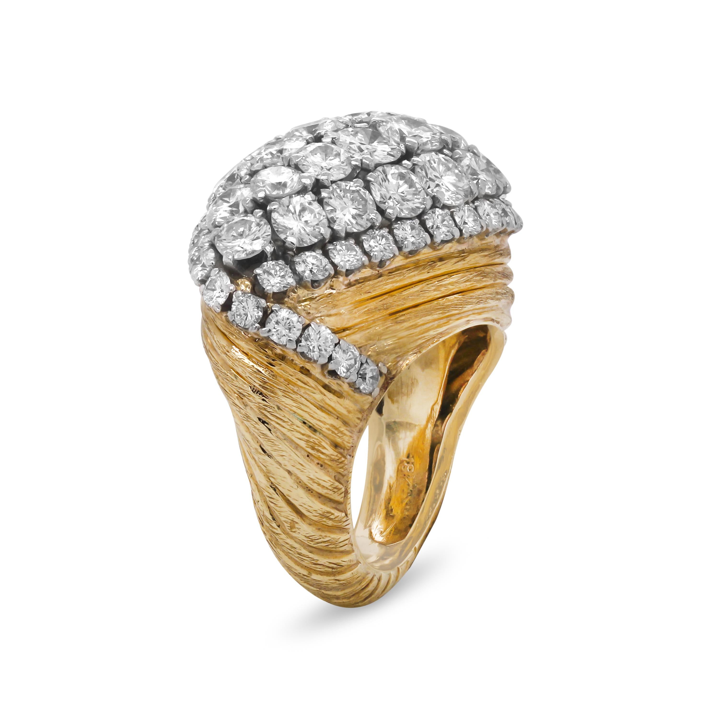 18 Karat Gelbgold Platin Diamantring von David Webb (Rundschliff)