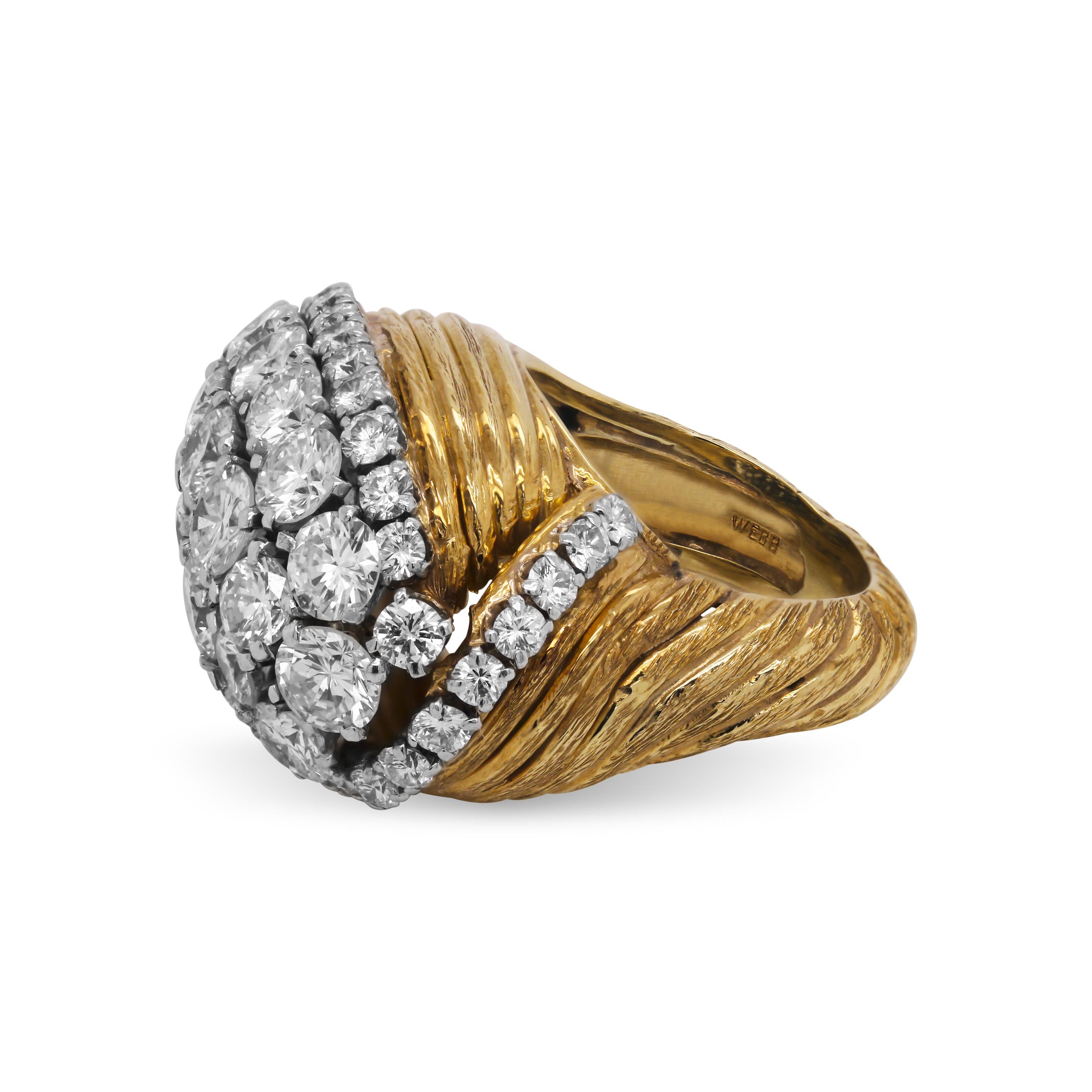18 Karat Gelbgold Platin Diamantring von David Webb im Zustand „Hervorragend“ in Boca Raton, FL