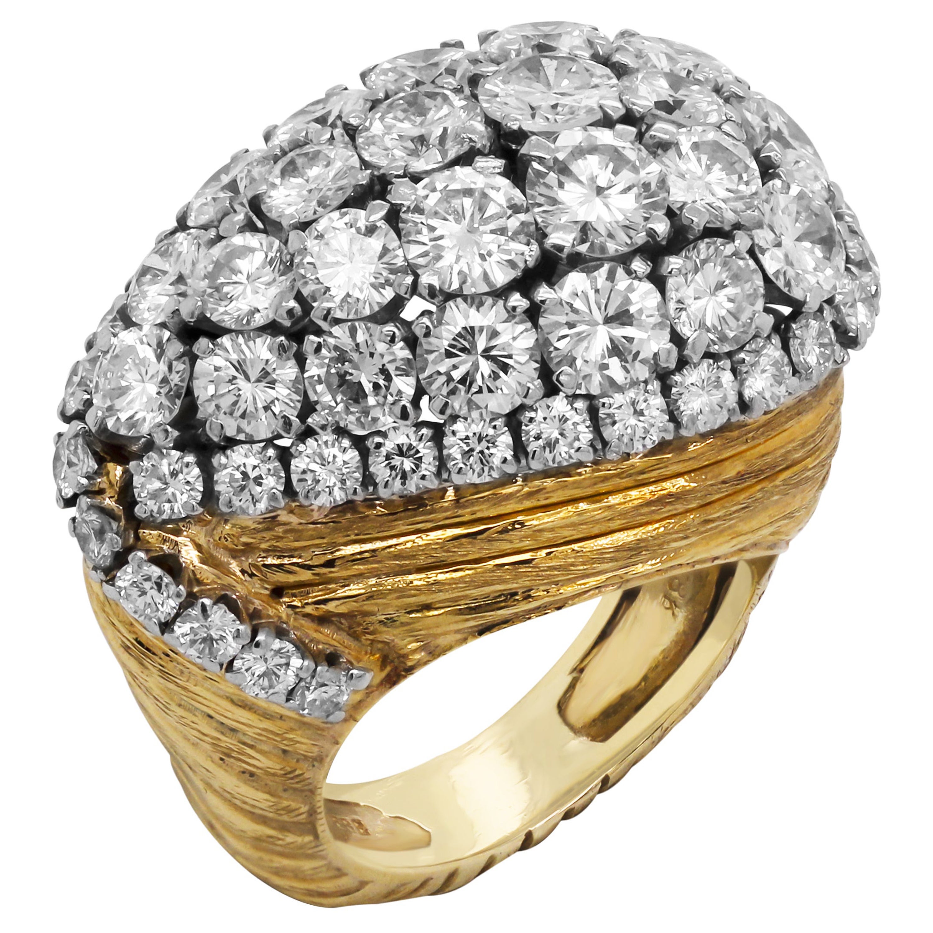 18 Karat Gelbgold Platin Diamantring von David Webb