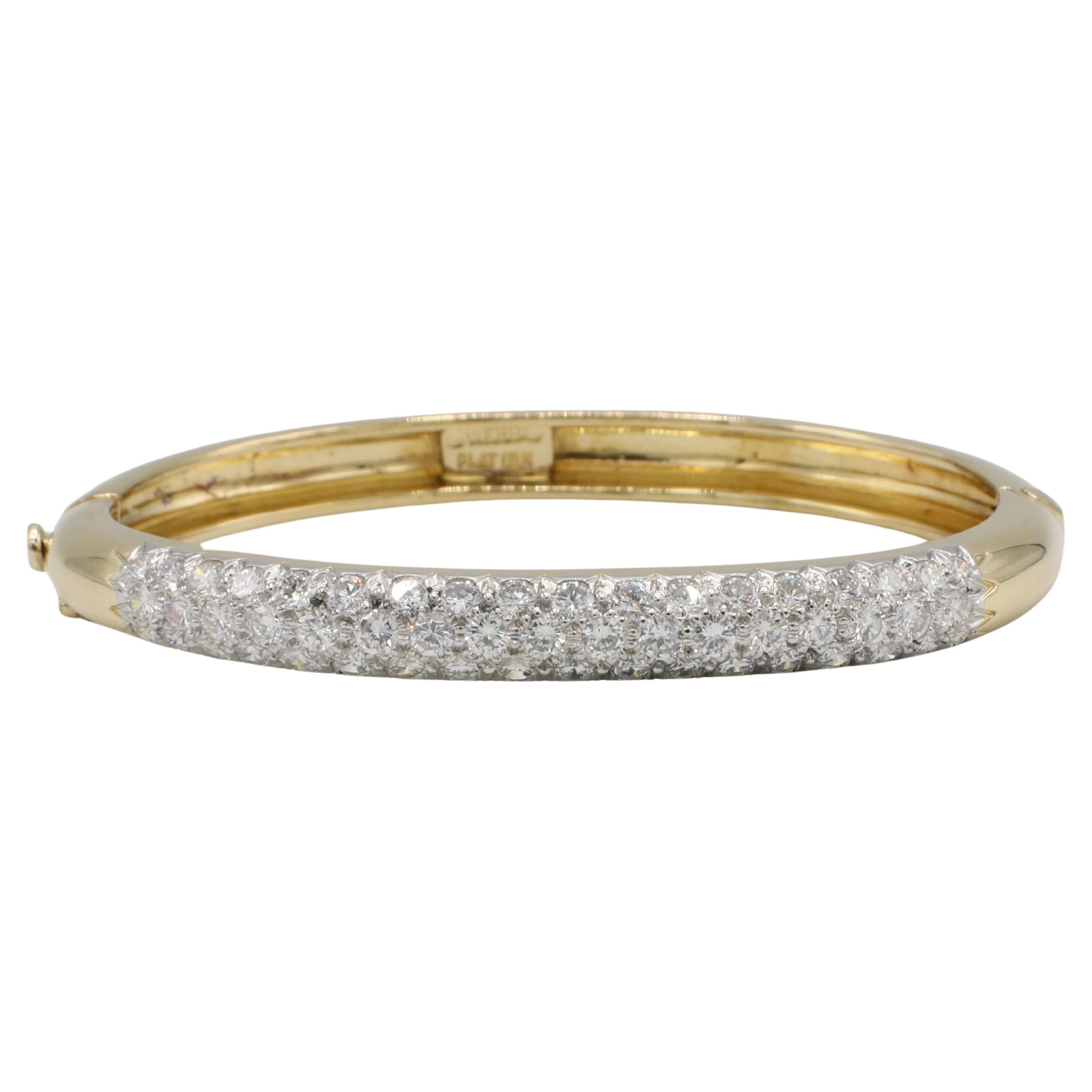 David Webb Pulsera de oro amarillo de 18 quilates y platino con pavé de diamantes en venta