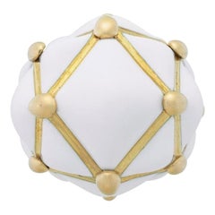 David Webb 18 Karat Yellow Gold Statement 'Geodesic Dome' White Enamel Ring