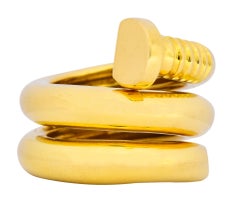 David Webb 18 Karat Yellow Gold Twisted Nail Ring