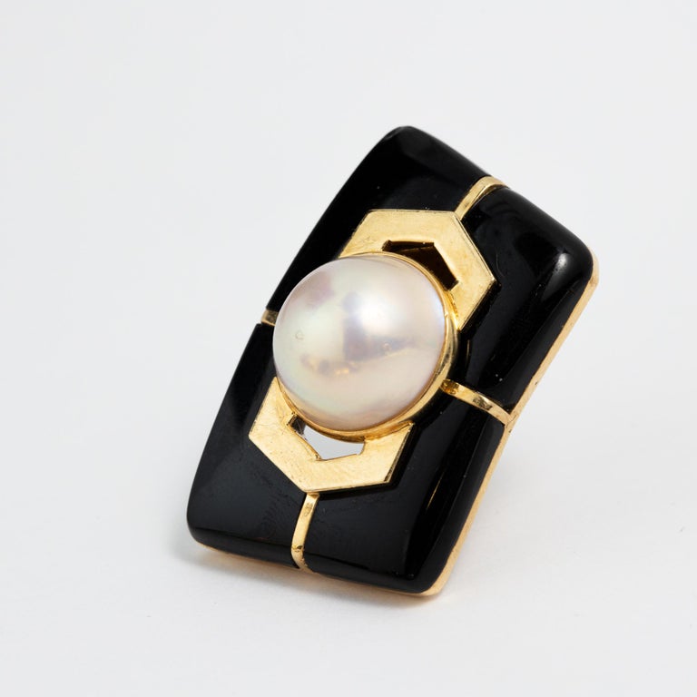 David Webb 18 Kt. Yellow Gold Onyx Mabe Pearls Demi Parure For Sale at  1stDibs