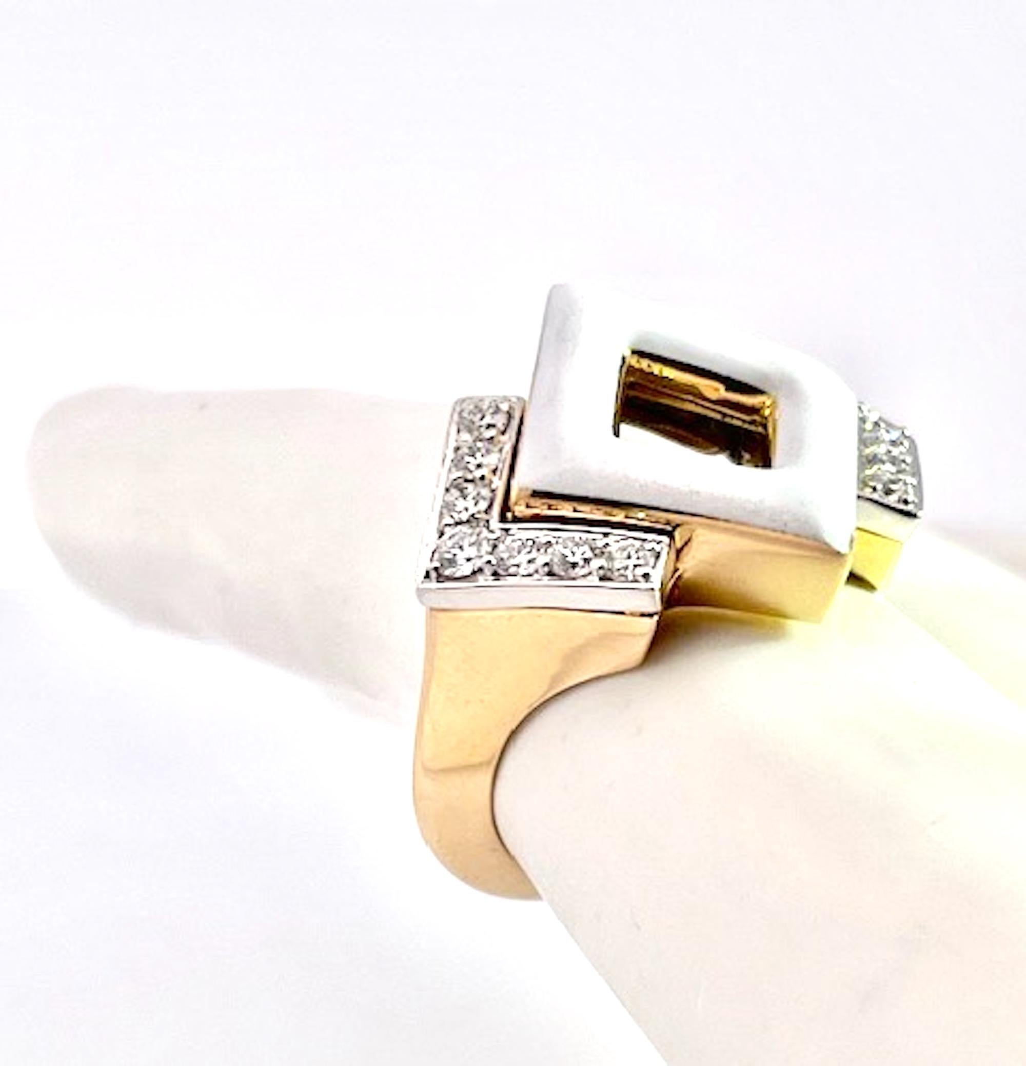 Taglio rotondo David Webb 18K Enamel Ring in vendita