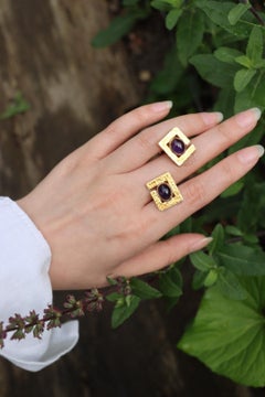 David Webb 18K Gold Amethyst Cabochon Manschettenknöpfe