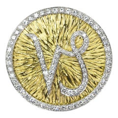 David Webb 18 Karat Gold and Diamond Zodiac Pendant for Capricorn