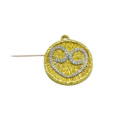 David Webb 18 Karat Gold and Diamond Zodiac Pendant for Gemini