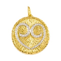 David Webb 18 Karat Gold and Diamond Zodiac Pendant for Gemini