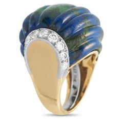 David Webb 18K Gold und Platin 1,20ct Diamant Azurmalachit Ring DW24-020426