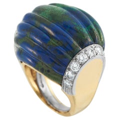 David Webb 18K Gold und Platin 1,20ct Diamant Azurmalachit Ring DW24-020426