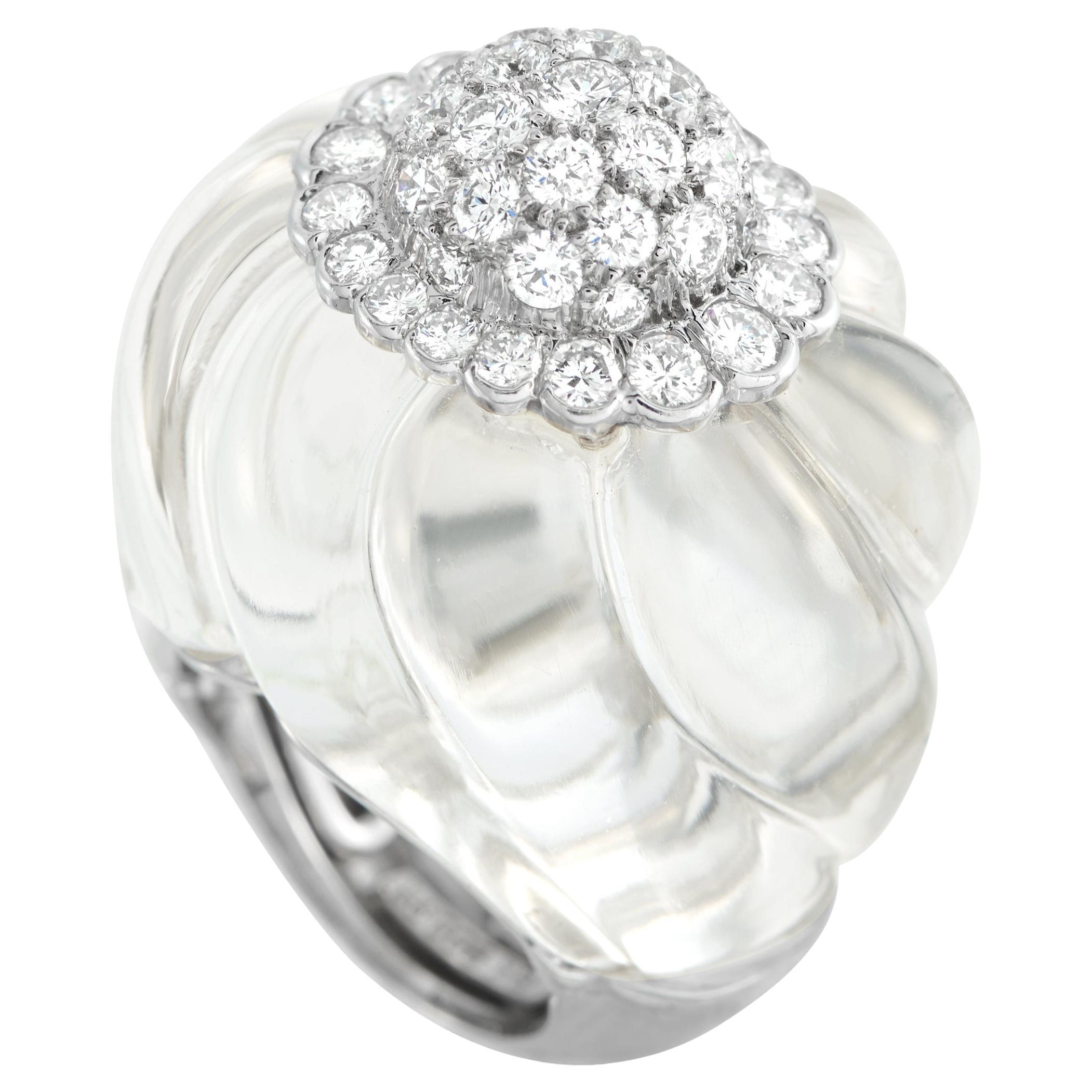 Pre-owned David Webb 18k Gold And Platinum 1.20ct Diamond Cocktail Ring Dw23-020426 In Multi