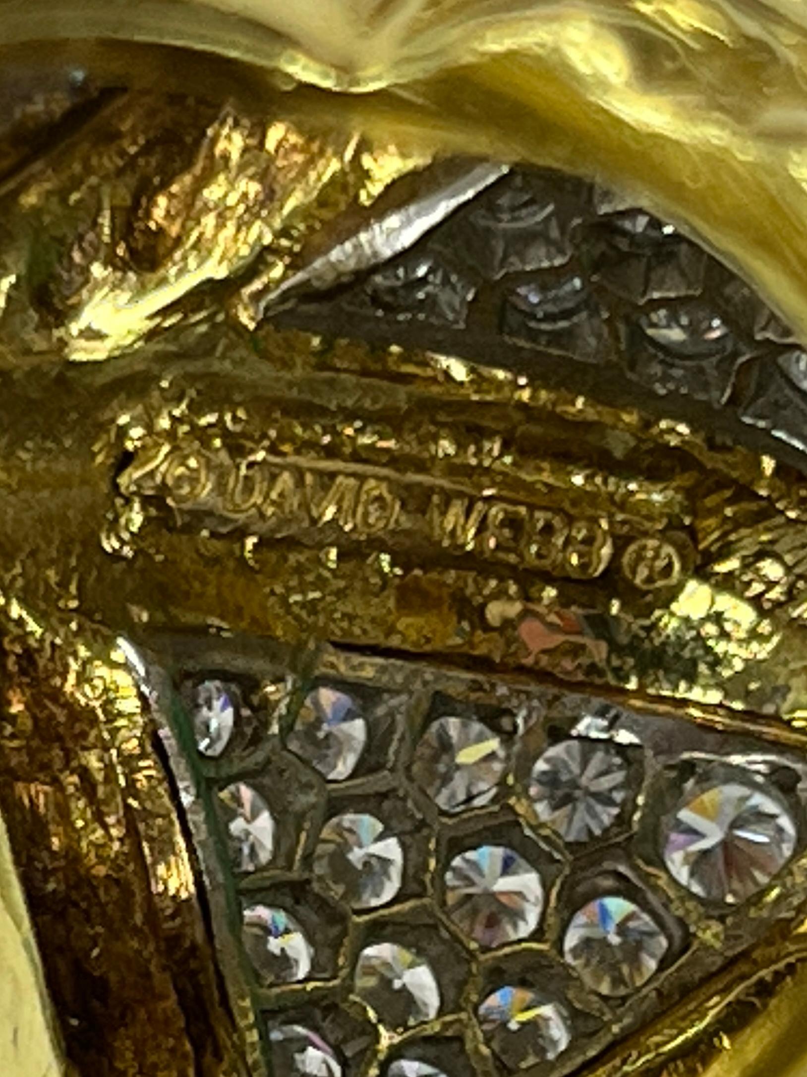 David Webb 18K Gold and Platinum Diamond and Emerald Ring For Sale 4