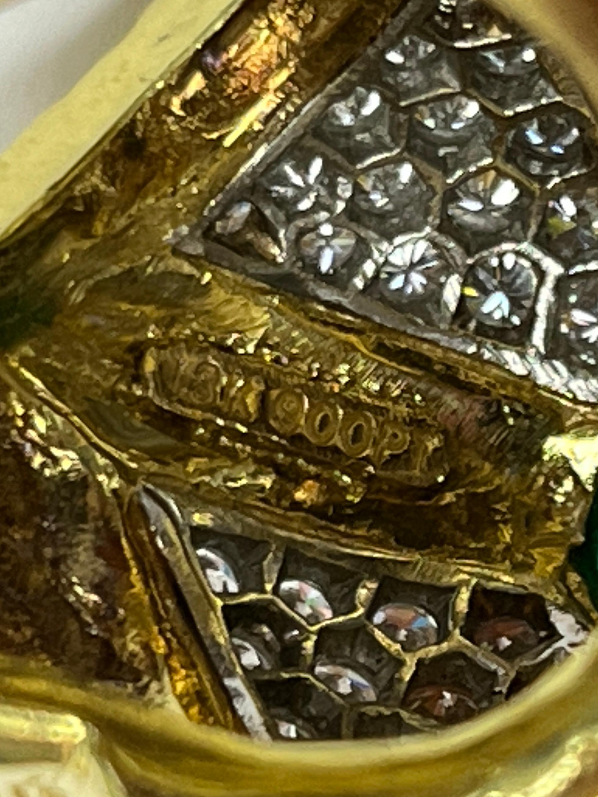 David Webb 18K Gold and Platinum Diamond and Emerald Ring For Sale 5