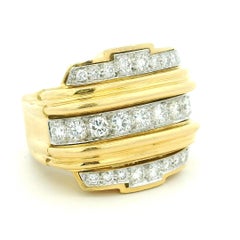 David Webb 18K Gold and Platinum Diamond Band Ring, Circa 1980s