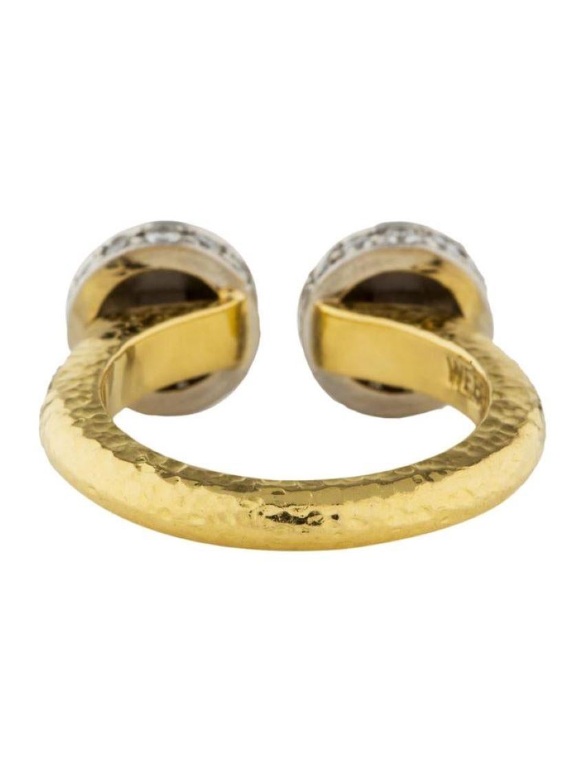 Bastille hammered 18-karat gold, platinum and diamond ring

David Webb's horseshoe-shaped 'Bastille' ring is designed to elegantly frame your finger. Cast from hammered 18-karat gold and platinum, this piece is set with 0.20-carats of sparkling