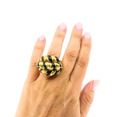 David Webb Anello a cupola con smalto nero in oro 18k