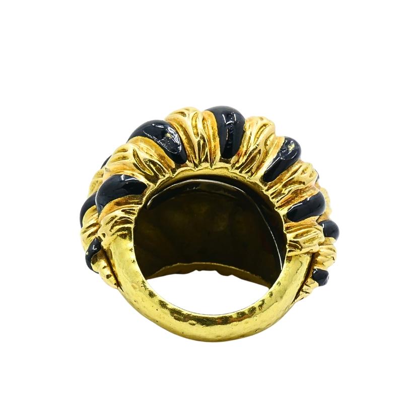 David Webb 18k Gold Black Enamel Dome Ring For Sale 4