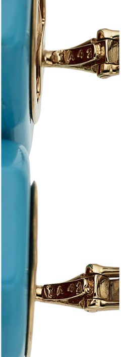 David Webb, boucles d'oreilles en or 18 carats avec turquoise et diamants de 2,30 carats