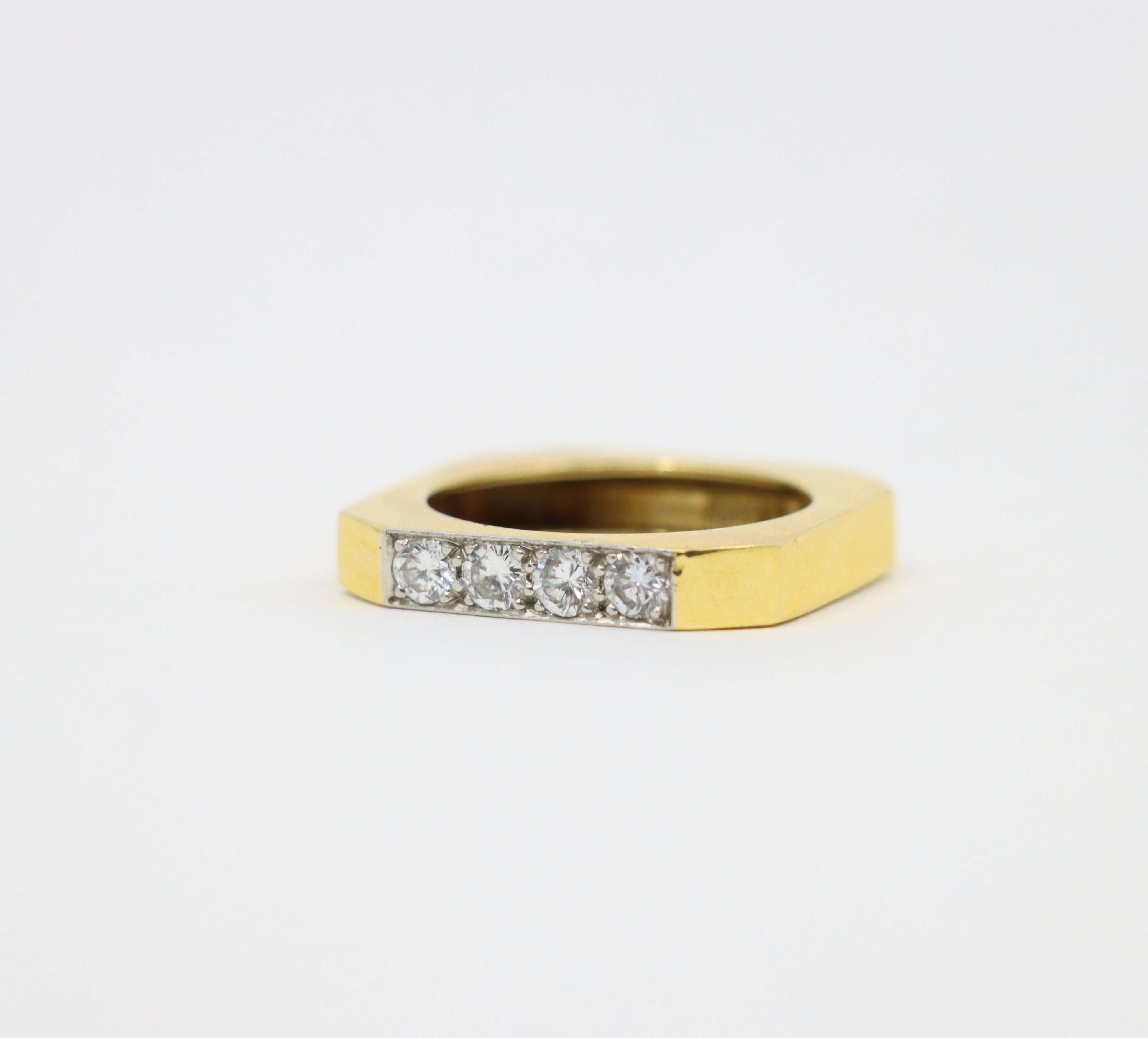 David Webb 18K Gold Diamonds Square Ring For Sale 5