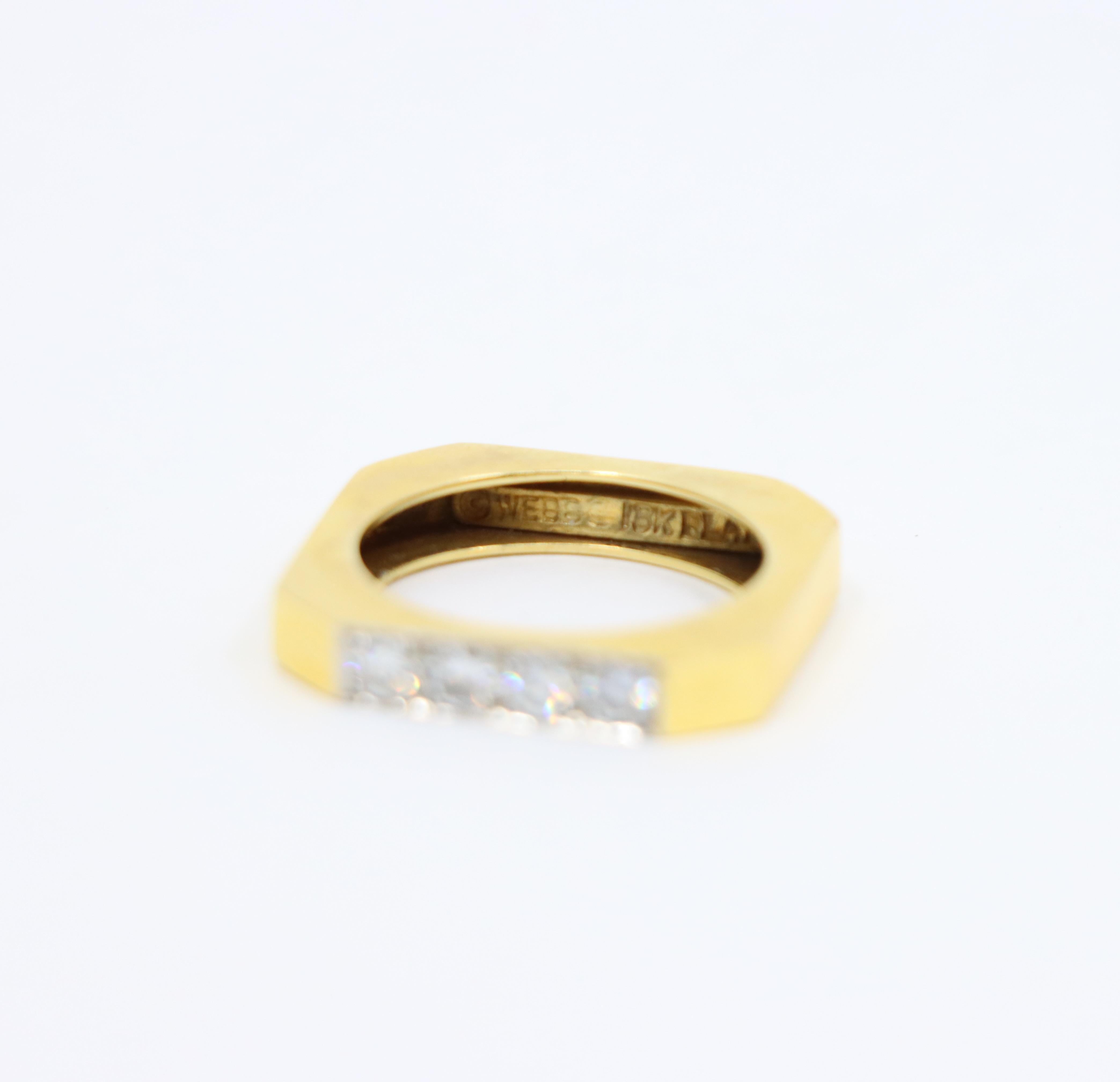 David Webb 18K Gold Diamonds Square Ring For Sale 6