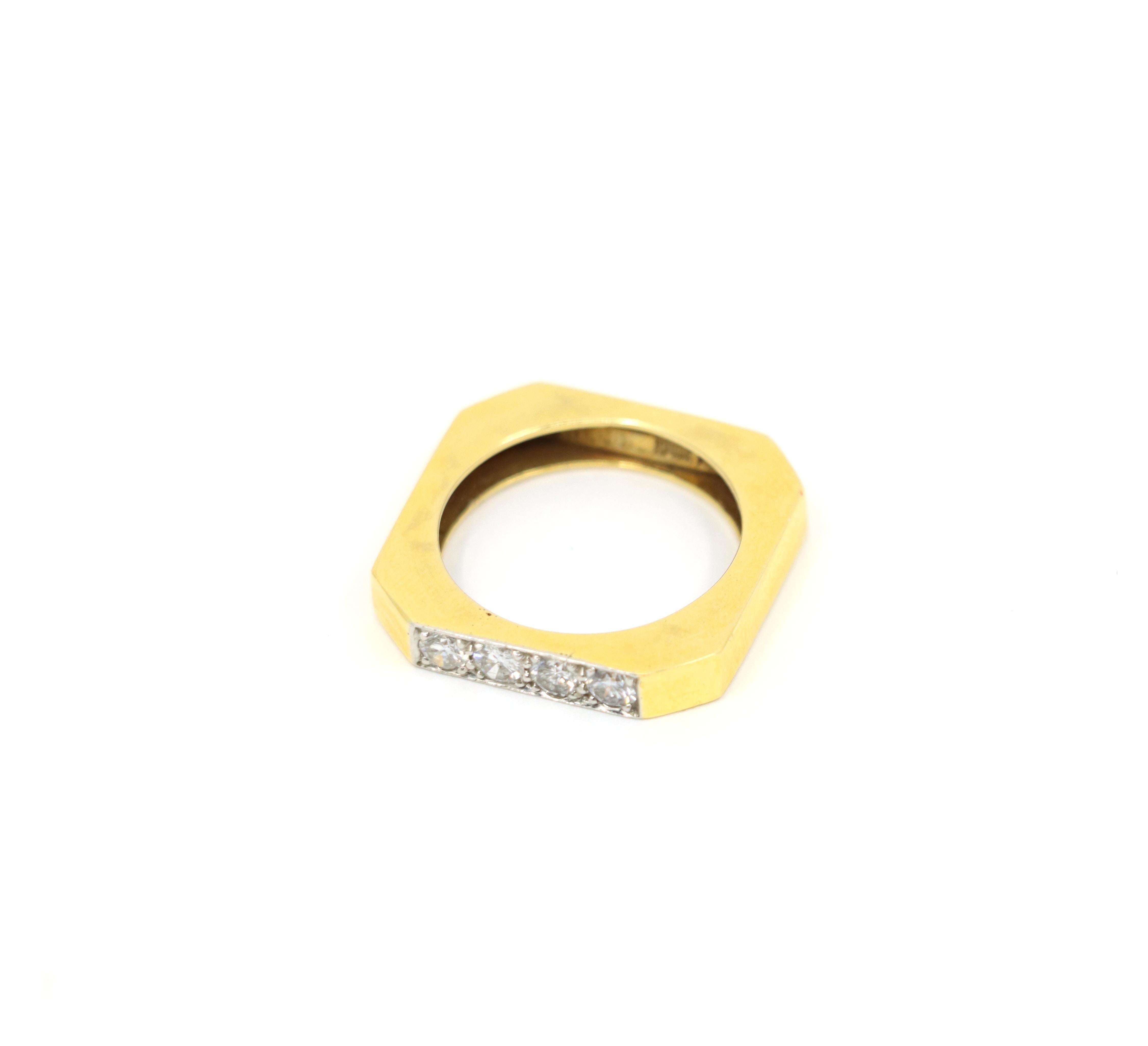 David Webb 18K Gold Diamonds Square Ring For Sale 7