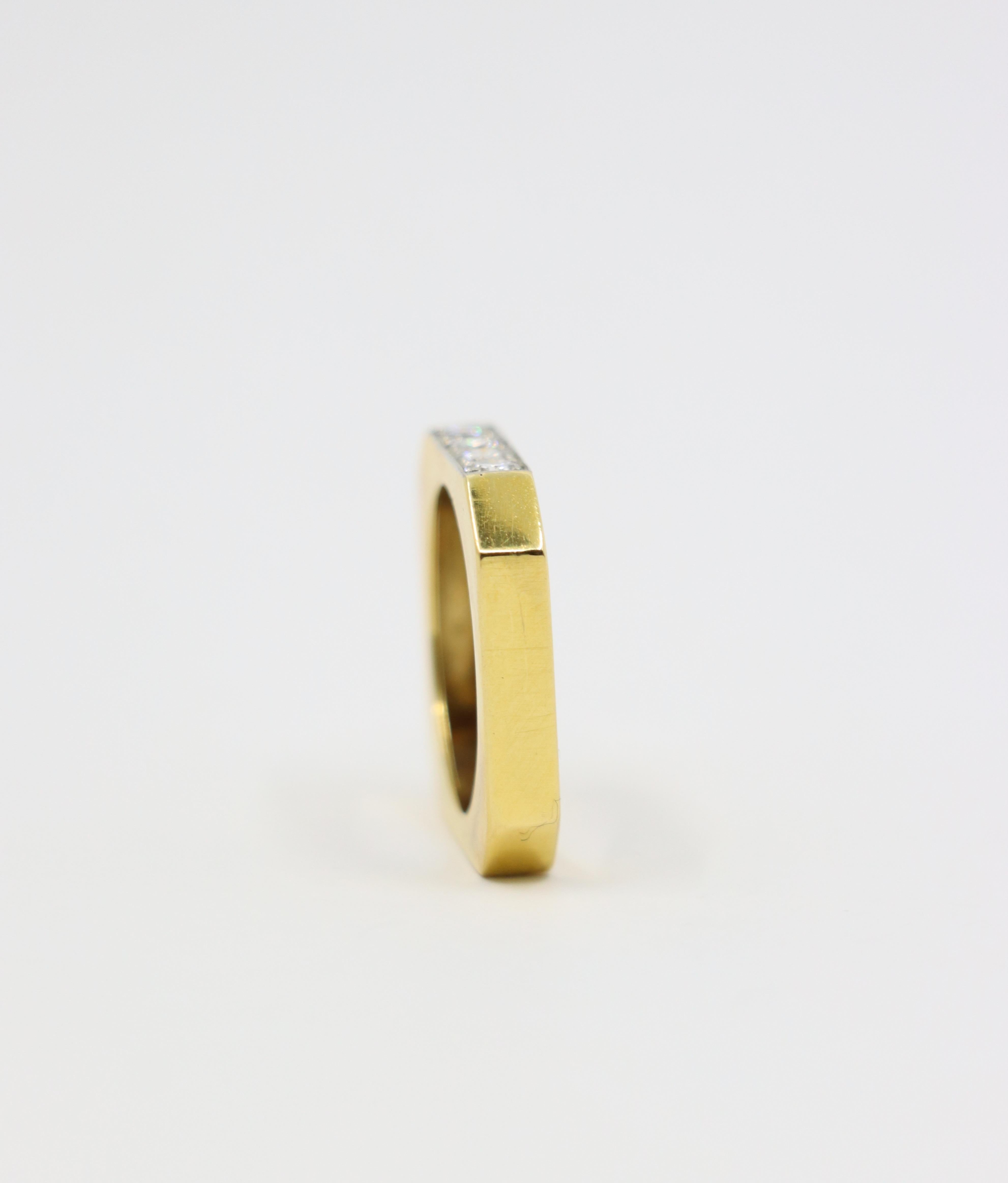 David Webb 18K Gold Diamonds Square Ring For Sale 2