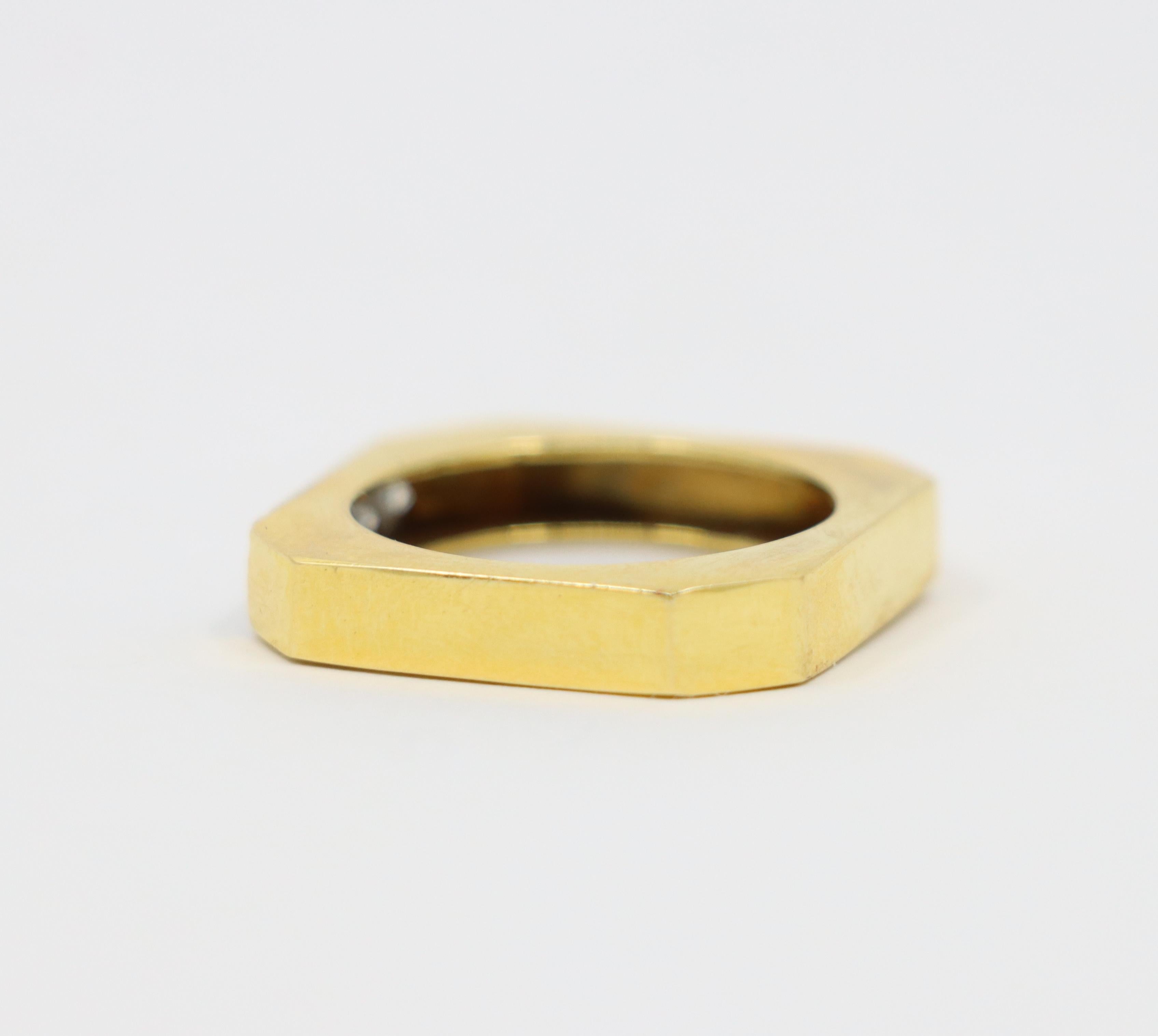 David Webb 18K Gold Diamonds Square Ring For Sale 4