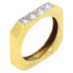 David Webb 18K Gold Diamonds Square Ring