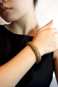 David Webb 18K Gold Diamanten Texturierte Armbänder