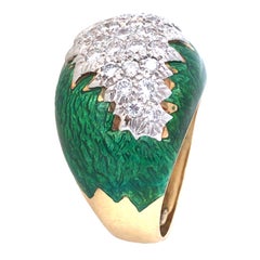 David Webb, 18K Gold Enamel Diamond Ring