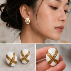 David Webb 18k Gold Enamel Earrings