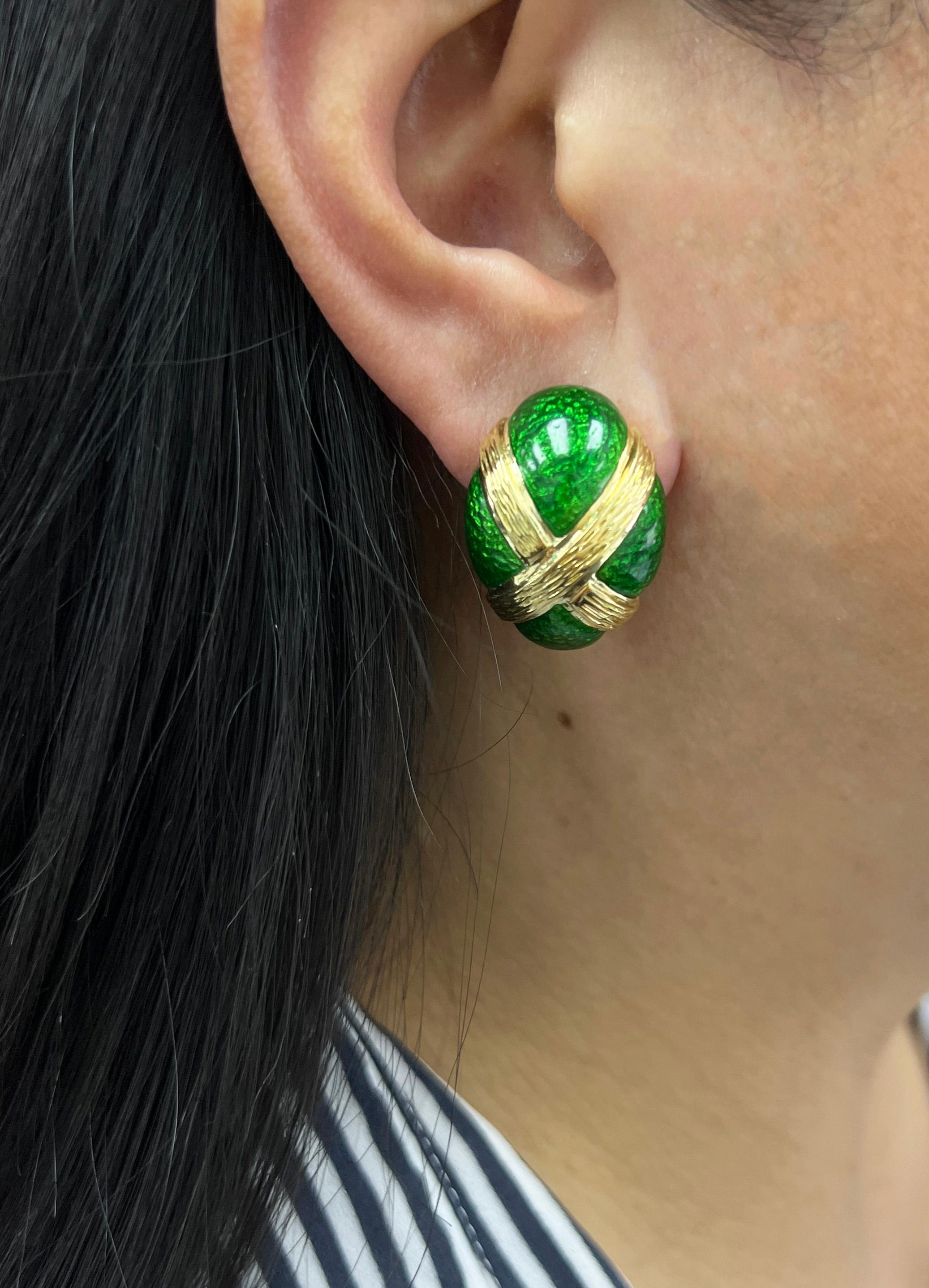 David Webb 18k Gold-Emaille-Ohrringe Damen im Angebot