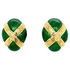 David Webb 18k Gold Enamel Earrings