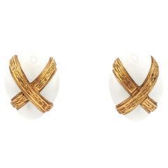 David Webb 18k Gold Enamel Earrings