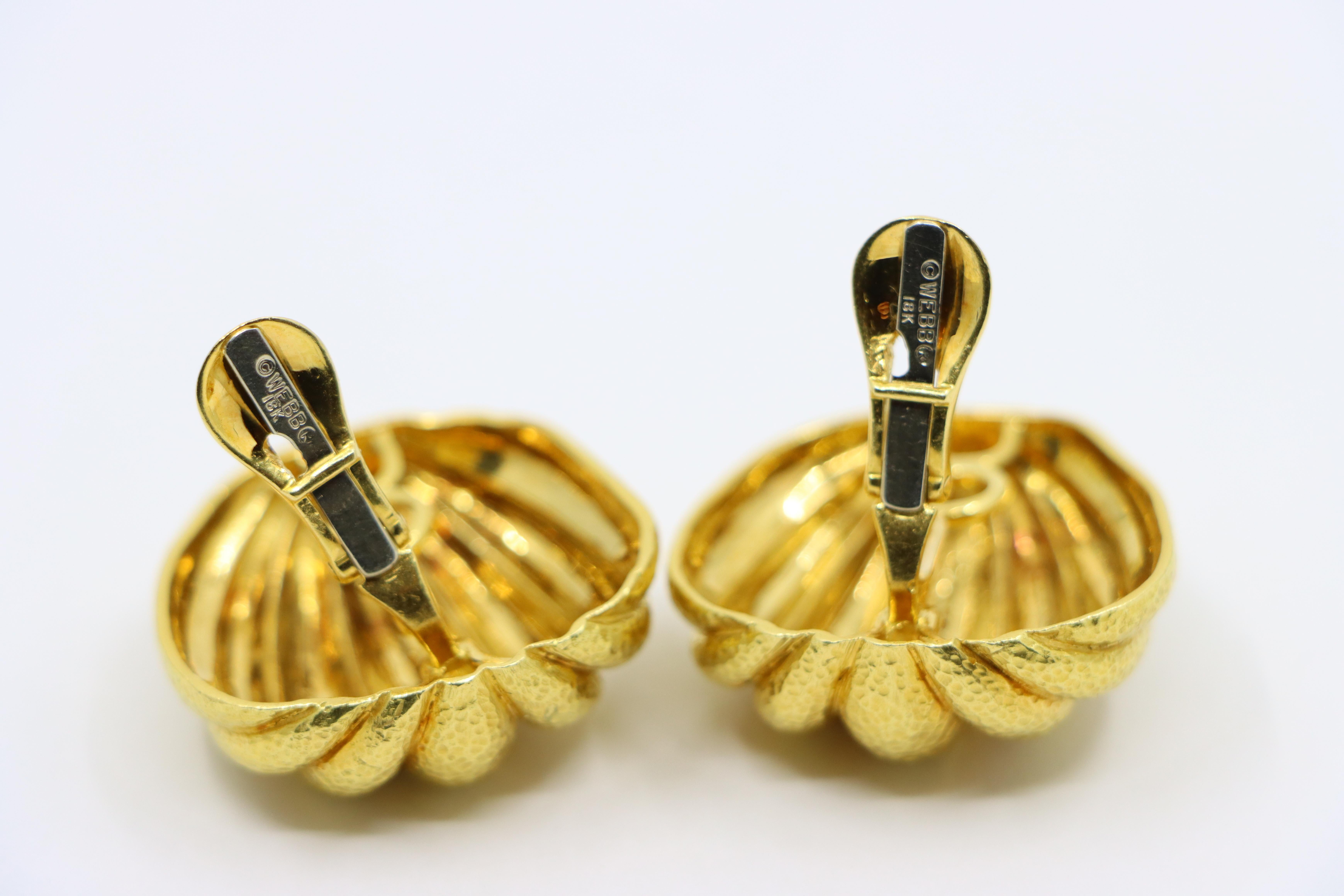 David Webb 18K Gold Hammered Finish Bombe Earrings For Sale 7