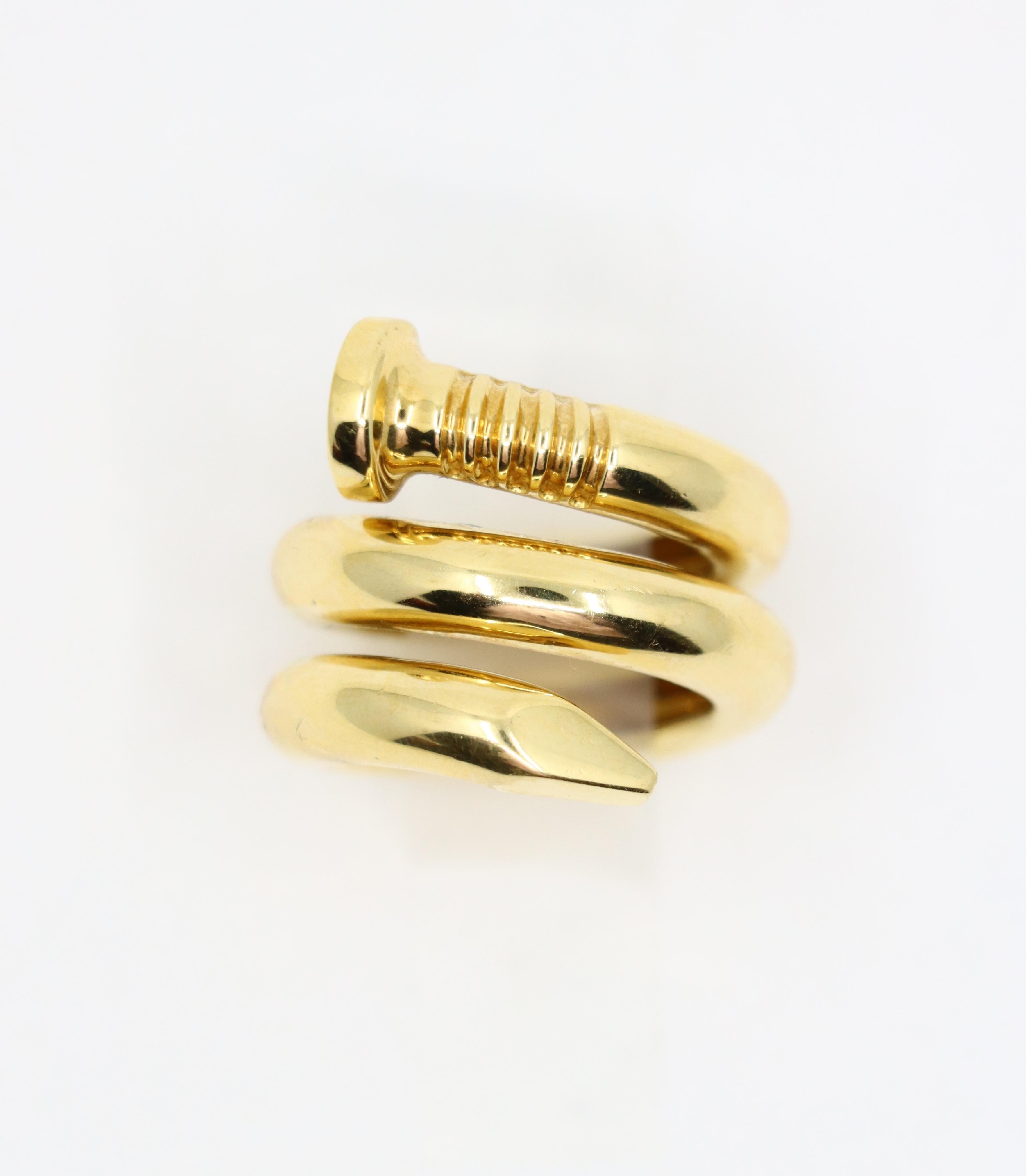 David Webb 18K Gold Nail Ring 8