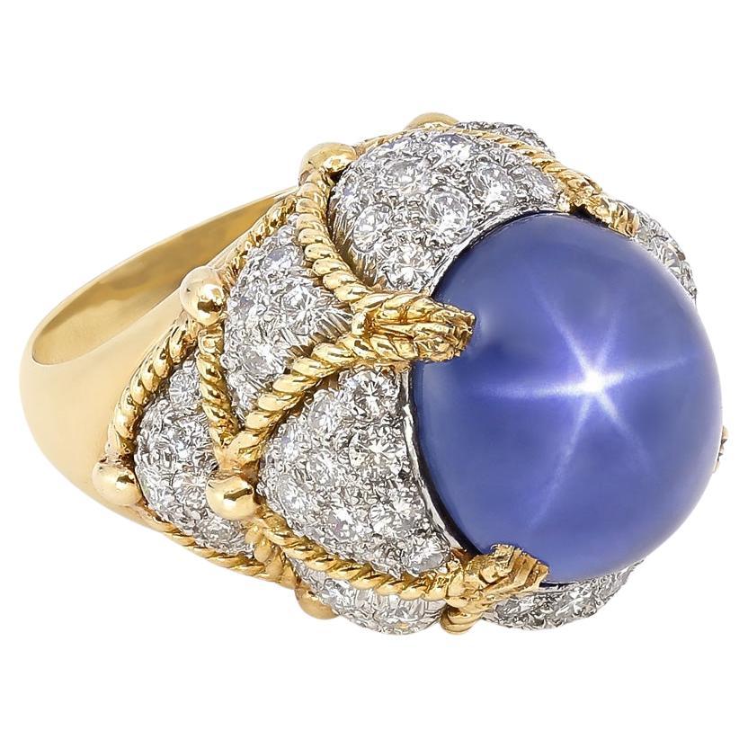 David Webb 18K Gold & Platinum 20.84 Carat No-Heat Sri Lankan Star Sapphire Ring