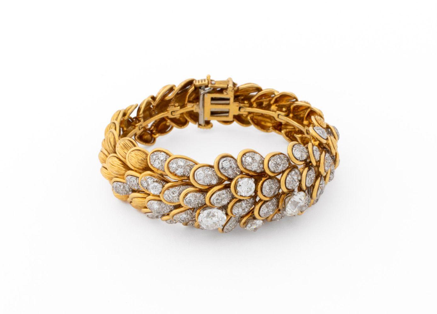 David Webb, bracciale in oro 18 carati e platino con diamanti In condizioni buone in vendita a Queens, NY