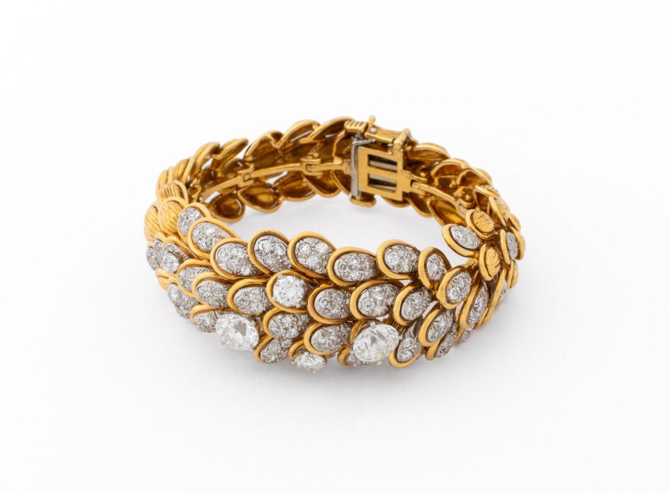 da uomo o donna David Webb, bracciale in oro 18 carati e platino con diamanti in vendita