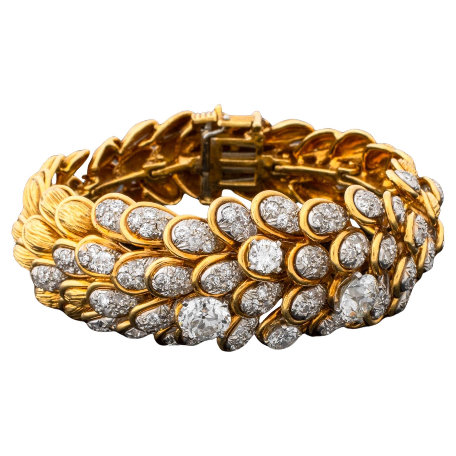 David Webb Bracelet en or 18K et platine avec diamants
