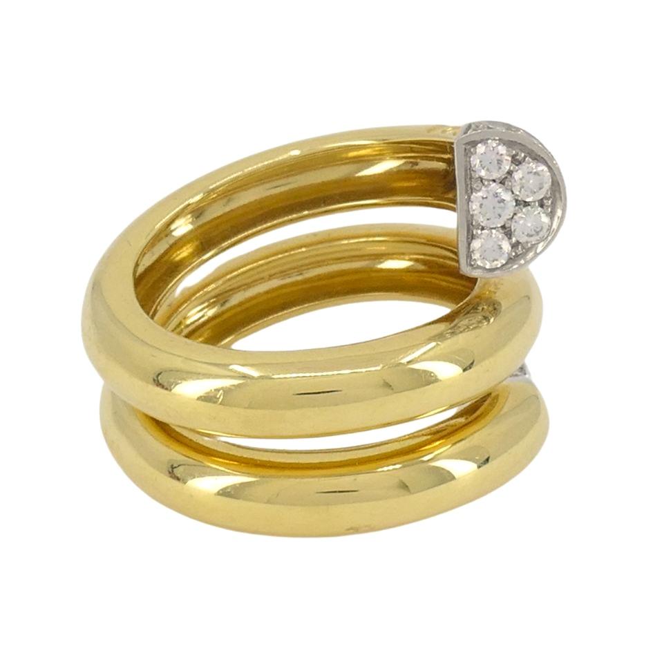 David Webb 18k Gold Platinum Diamond Nail Ring In Excellent Condition In Beverly Hills, CA