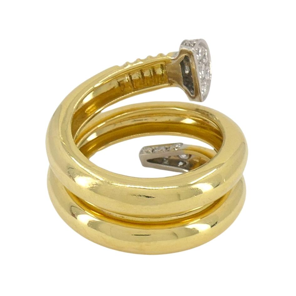 Women's David Webb 18k Gold Platinum Diamond Nail Ring