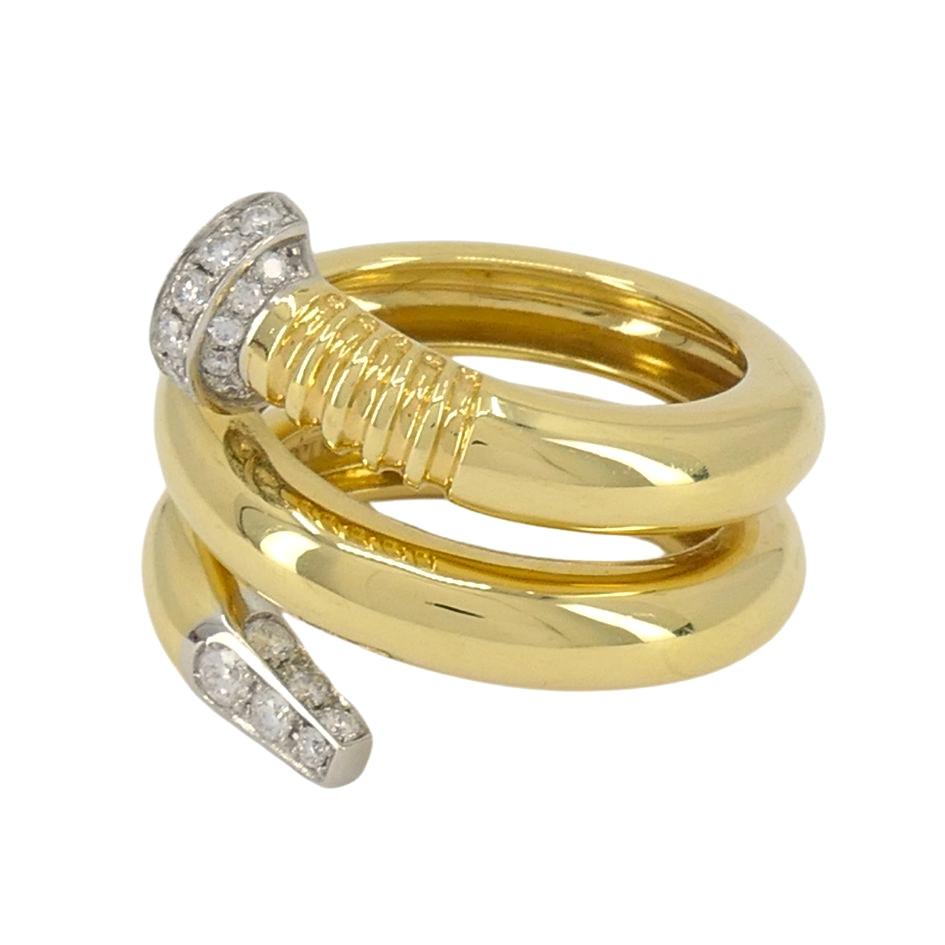 David Webb 18k Gold Platinum Diamond Nail Ring 2