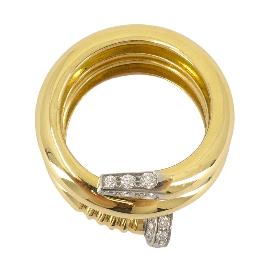 David Webb 18k Gold Platinum Diamond Nail Ring 4